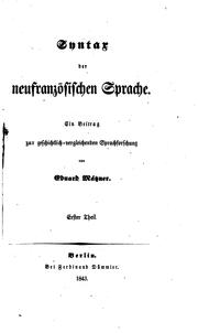 Cover of: Syntax der neufranzösischen Sprache