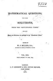 Cover of: Mathematical Questions and Solutions