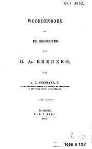Cover of: Woordenboek op de gedichten van G. Az. Bredero: Van G.Az. Bredero.