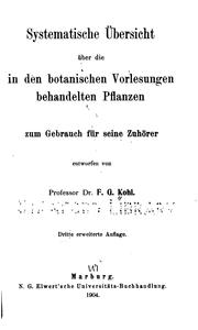 Cover of: Systematische Ubersicht über die in den botanischen Vorlesungen behandelten Pflanzen zum ...