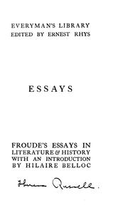 Cover of: Essays in Literature & History