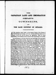 Cover of: The Canadian Land and Emigration Company's townships and the back country of Ontario