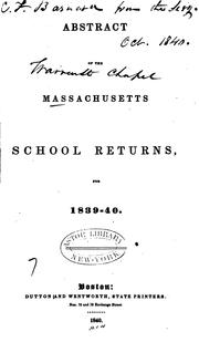 Cover of: Abstracts of Massachusetts School Returns | 