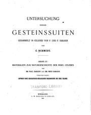 Cover of: Untersuchung einiger Gesteinssuiten gesammelt in Celebes von P. Und F. Sarasin by Carl Frederick Schmidt