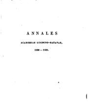 Cover of: Annales Academiae lugduno-batavae