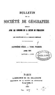 Cover of: Bulletin de la Société de géographie