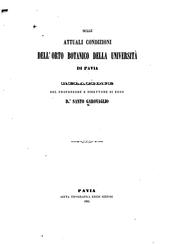 Cover of: Sulle attuali condizioni dell' Orto botanico della Università de Pavia: relazione by Santo Garovaglio