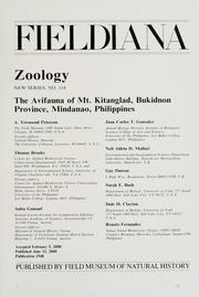 Cover of: The avifauna of Mt. Kitanglad, Bukidnon Province, Mindanao, Philippines by A. Townsend Peterson, ... [et al].