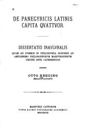 Cover of: De panegyricis latinis capita quattuor by 