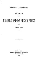Cover of: Anales de la Universidad de Buenos Aires