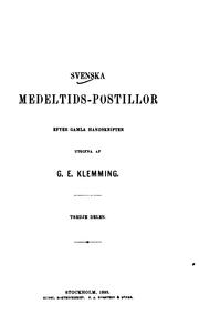 Svenska medeltids-postillor by Gustaf Edvard Klemming