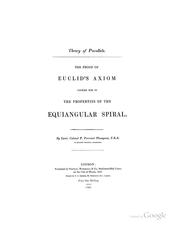 Cover of: Theory of Parallels: The Proof of Euclid's Axiom Looked for in the Properties of the Equiangular ...