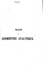 Cover of: Traité de géométrie analtyique: sections coniques
