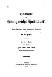 Cover of: Geschichte des Königreichs Hannover: Unter Benutzung bisher unbekannter ... by W. von Hassel