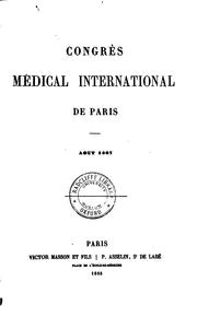 Cover of: Congrès médical international de Paris, août 1867