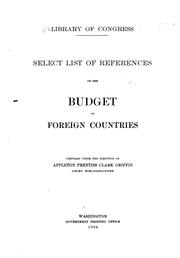 Cover of: Select List of References on the Budget of Foreign Countries