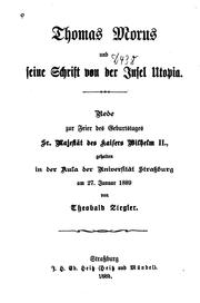 Cover of: Thomas Morus und seine Schrift von der Insel Utopia: Rede zur Feier des Geburtstages... Des ...