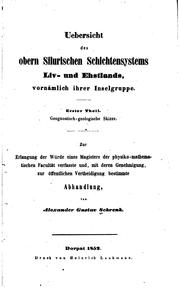 Cover of: Uebersicht des Obern silurischen Schichtensystems Liv- und Ehstlands ... by Alexander Gustav Schrenk