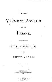 Cover of: The Vermont Asylum for the Insane