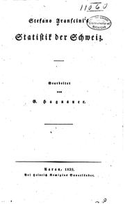 Cover of: Stefano Franscini's Statistik der Schweiz by Stefano Franscini