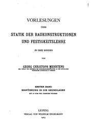 Cover of: Vorlesungen über Statik der Baukonstruktionen und Festigkeitslehre