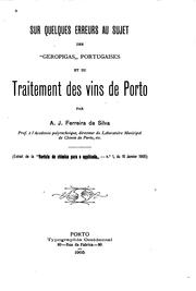 Sur quelques erreurs au sujet des "geropigas" portugaises et du traitement ... by Antonio Joaquim Ferreira da Silva