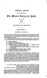 Cover of: General Report on the Operations of the Marine Survey of India