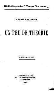 Cover of: Un peu de théorie