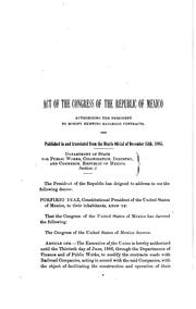 Cover of: The Concession of the Mexican National Construction and the Mexican National Railway Companies ...