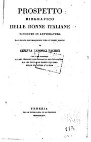 Cover of: Prospetto biografico delle donne italiane rinomate in letteratura dal secolo decimquarto dino a ...