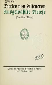 Cover of: Ausgewählte Briefe by Detlev von Liliencron, Detlev von Liliencron