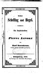 Cover of: Ueber Schelling und Hegel: Ein Sendschreiben an Pierre Leroux