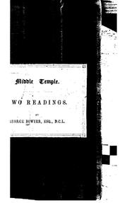 Cover of: Two Readings Delivered in the Middle Temple Hall