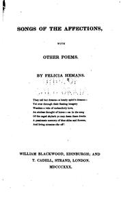 Cover of: Songs of the Affections: With Other Poems by Felicia Dorothea Browne Hemans