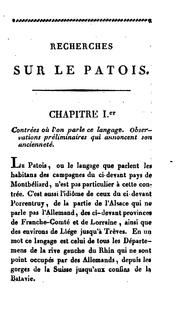 Cover of: Recherches sur le patois de Franche-Comté, de Lorraine et d'Alsace