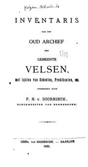 Inventaris van het oud archief der gemeente Velsen, met lijsten van schodten, predikanten, enz by Velsen (Netherlands)