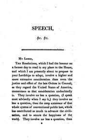 Cover of: The Speech of Lord Erskine in the House of Lords (the 8th of March, 1808) on ...