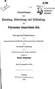 Cover of: Untersuchungen über Eireifung, Befruchtung und Zelltheilung bei Polystomum ...