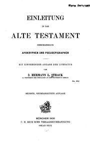 Einleitung in das alte Testament einschliesslich apokryphen und Pseudepigraphen by Hermann Leberecht Strack