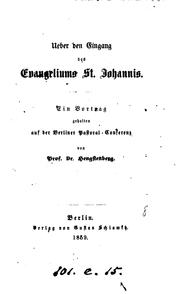 Cover of: Ueber den Eingang des Evangeliums St. Johannis, ein Vortrag