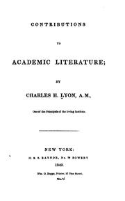 Cover of: Contributions to Academic Literature