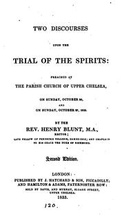 Cover of: Two discourses upon the trial of the spirits