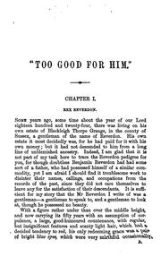 Cover of: "Too Good for Him" by Florence Marryat