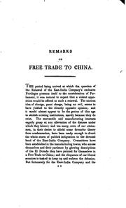 Cover of: Remarks on free trade to China by 