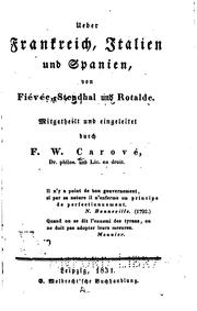 Cover of: Ueber Frankreich, Italien und Spanien by Friedrich Wilhelm Carové