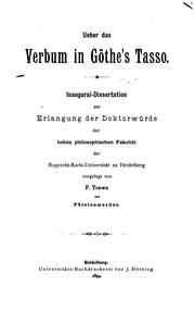 Cover of: Ueber das Verbum in Göthe's Tasso... by 