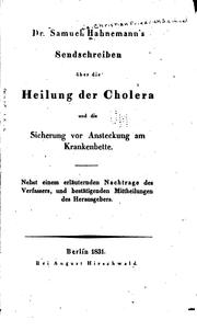Hahnemann on cholera by Samuel Hahnemann