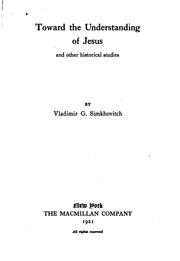 Cover of: Toward the Understanding of Jesus, and Other Historical Studies