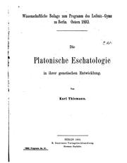 Cover of: Die platonische Eschatologie in ihrer genetischen Entwicklung