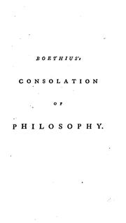 Cover of: Boethius's Consolation of philosophy, tr., with notes and illustr., by P. Ridpath by 